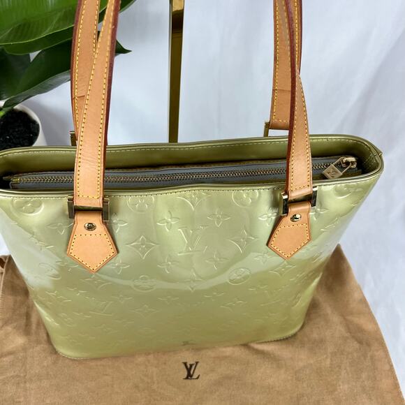 LOUIS VUITTON Vintage Vernis Houston Tote Green Patent Leather Bag With COA - Picture 14 of 15
